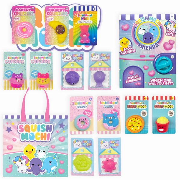 Inside the Squish Mochi Showbag Australia with colourful squishy toys and accessories