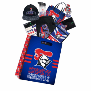 NRL Newcastle Knights Showbag front view with branded pack