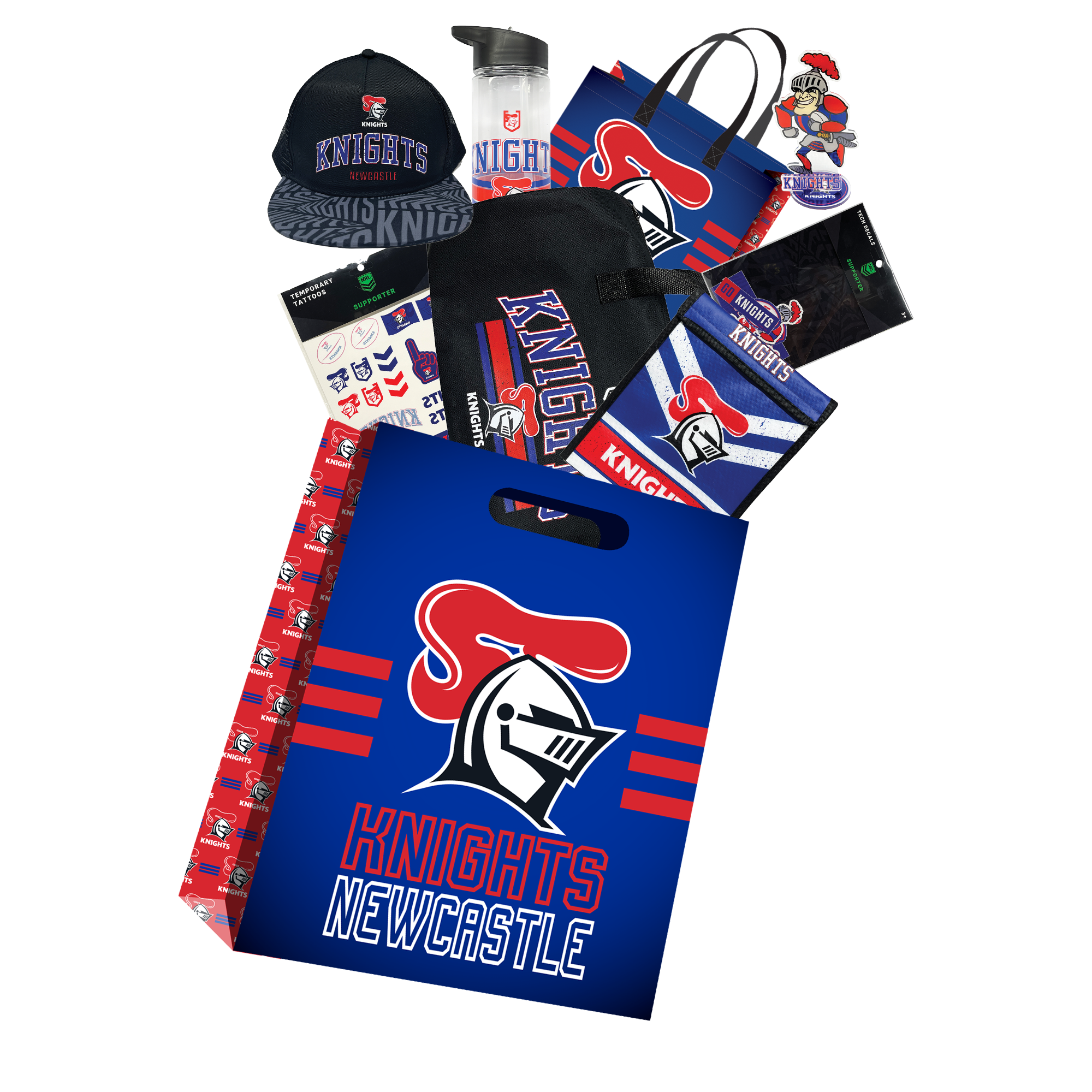 NRL Newcastle Knights Showbag front view with branded pack