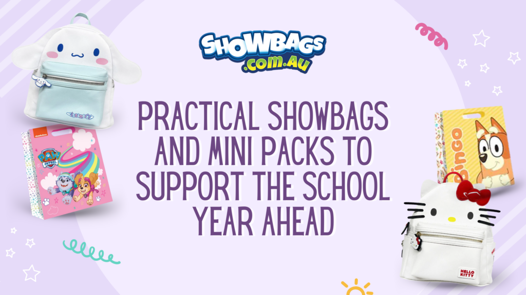 Back to school showbags and mini packs with practical backpacks and school-ready accessories
